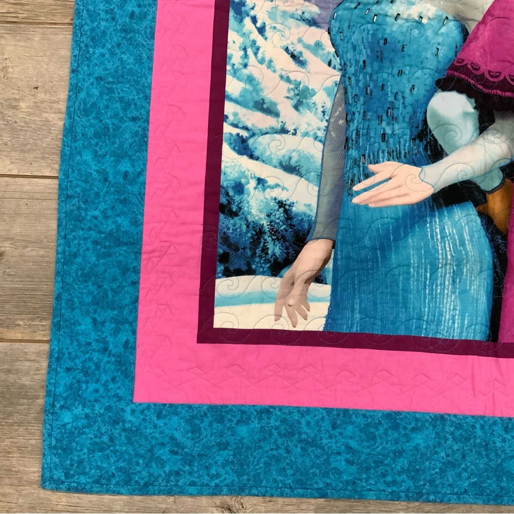 Disney Frozen Anna Elsa Handmade Patchwork Quilt 49x41” Lap Throw Display Crib - Picture 4 of 13